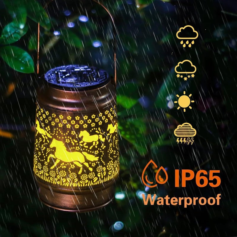 KIKUSUI Horse Lover Gifts Solar Lanterns Outdoor Decor, Gifts for Mom Women Dad Men, Metal Decorative LED Lanterns for Yard, Patio, Lawn, Tabletop, Pathway, Landscape, Garden Decor - Image 3